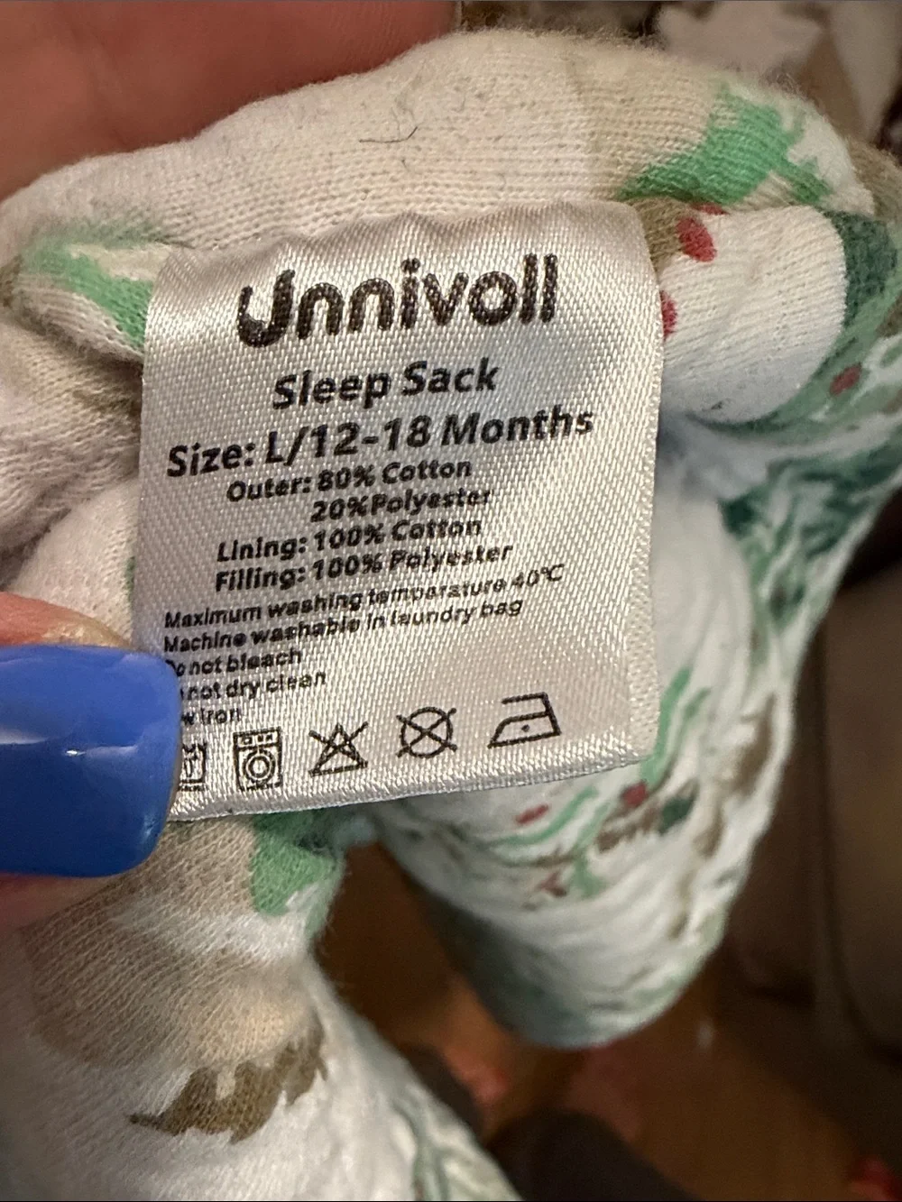 Quilted Kids Sleep Sack in Green Woodland Print